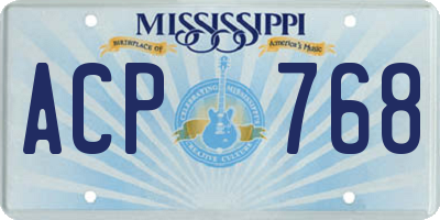 MS license plate ACP768