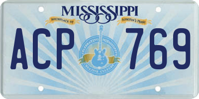 MS license plate ACP769