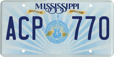 MS license plate ACP770