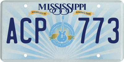MS license plate ACP773
