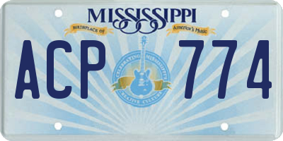 MS license plate ACP774