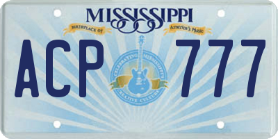 MS license plate ACP777