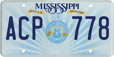 MS license plate ACP778