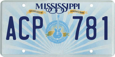 MS license plate ACP781