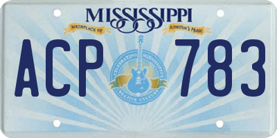 MS license plate ACP783