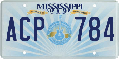 MS license plate ACP784