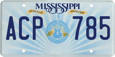 MS license plate ACP785