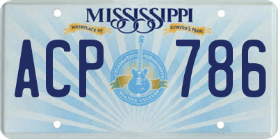 MS license plate ACP786