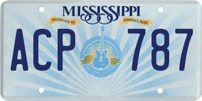MS license plate ACP787