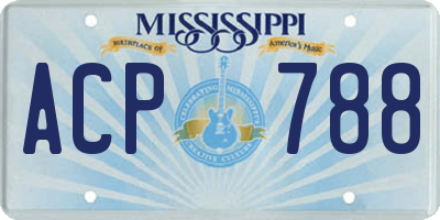 MS license plate ACP788