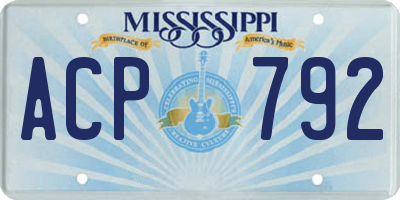 MS license plate ACP792