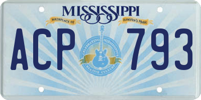 MS license plate ACP793