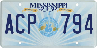 MS license plate ACP794