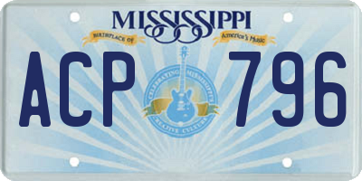 MS license plate ACP796