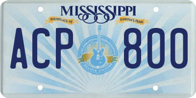 MS license plate ACP800