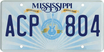 MS license plate ACP804