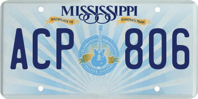 MS license plate ACP806