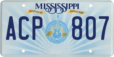 MS license plate ACP807