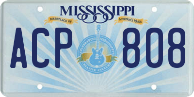 MS license plate ACP808