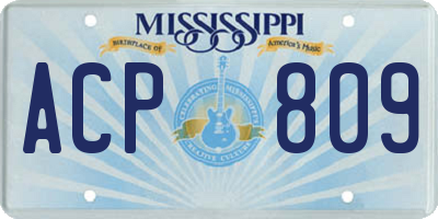 MS license plate ACP809