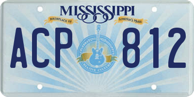 MS license plate ACP812