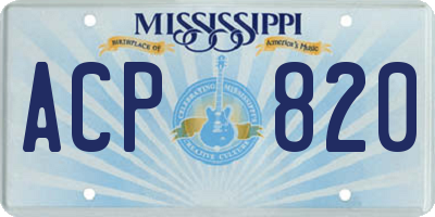 MS license plate ACP820