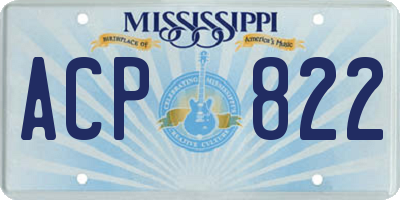 MS license plate ACP822