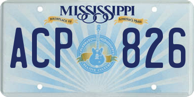 MS license plate ACP826