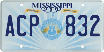 MS license plate ACP832
