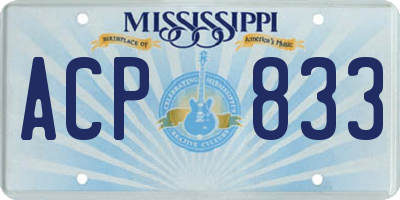 MS license plate ACP833