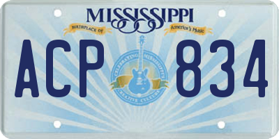MS license plate ACP834