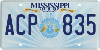 MS license plate ACP835
