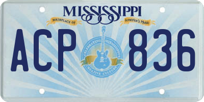 MS license plate ACP836