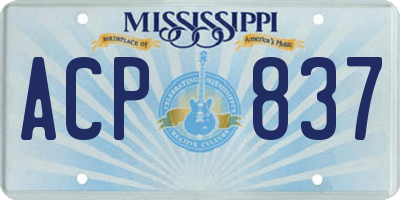 MS license plate ACP837