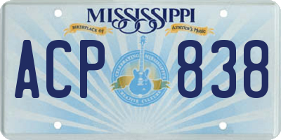 MS license plate ACP838