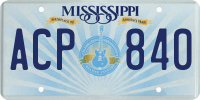 MS license plate ACP840