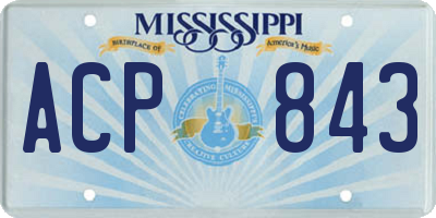 MS license plate ACP843