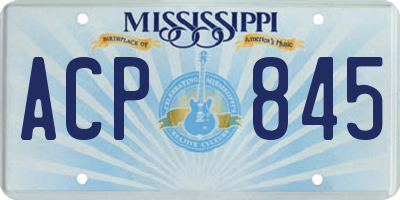 MS license plate ACP845