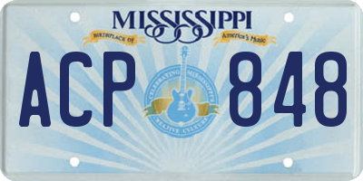 MS license plate ACP848