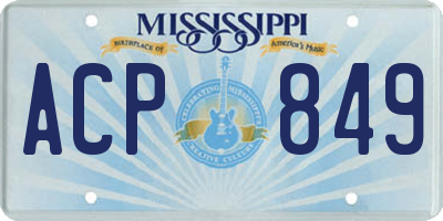 MS license plate ACP849