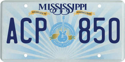 MS license plate ACP850