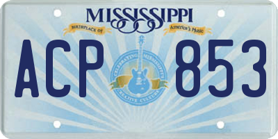MS license plate ACP853