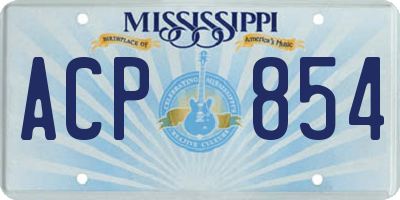MS license plate ACP854