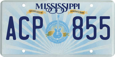 MS license plate ACP855