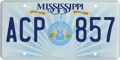 MS license plate ACP857