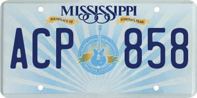 MS license plate ACP858