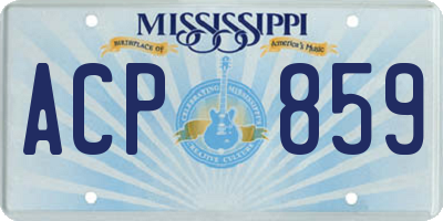MS license plate ACP859