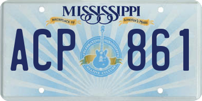 MS license plate ACP861