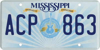 MS license plate ACP863