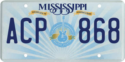 MS license plate ACP868